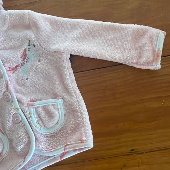 NWOT 0-3 mo C.J.P. pink SUPER SOFT fleece long sleeve button down jacket coat - Picture 7 of 14